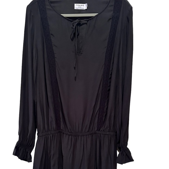 Frame 100% Silk Long Sleeve Drop Waist Dress. Size Large - Picture 4 of 9